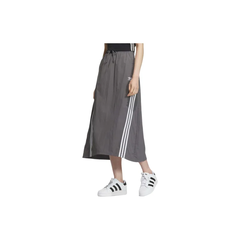 Adidas Originals 3s Parach Skirt Casual Long Skirts Women's Dark Gray-2