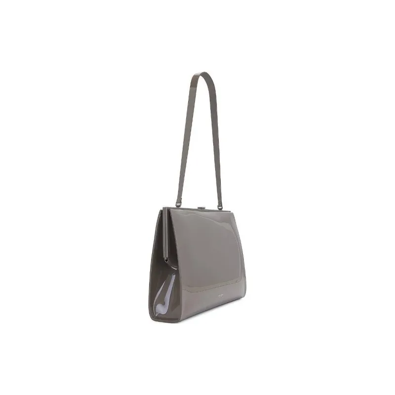 SAINT LAURENT LE ANNE-MARIE Patent Leather One Shoulder Handbags Large Size Women's Gray-1