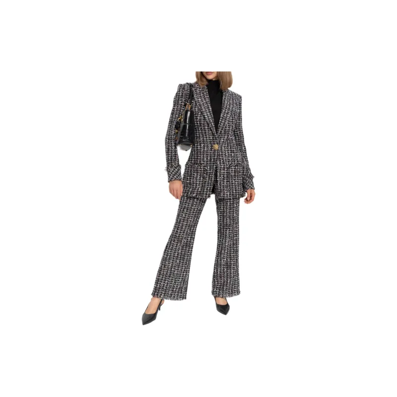 Balmain Hair Mid Rise Tweed Flared Trousers-1