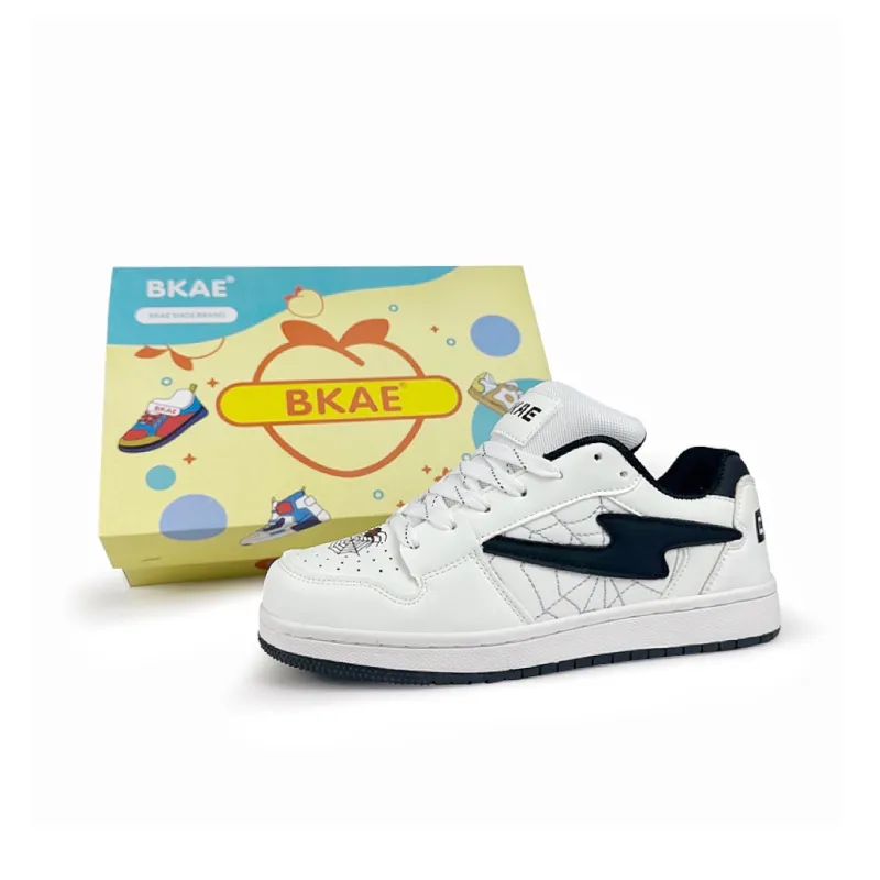 BKAE Slip Resistant Water Resistant Low Top Skateboard Shoes Unisex White Black-0