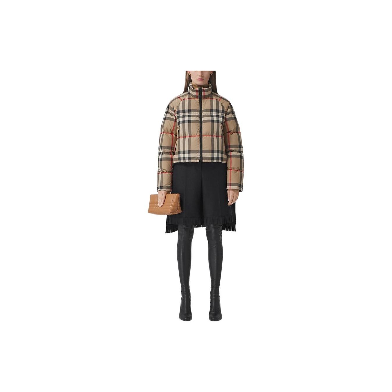 Burberry Women's Cropped Check Puffer Jacket M - POIZON