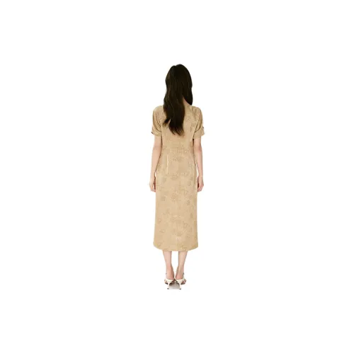 Mo Han Yi Mei Short Sleeved Dress Women's Light Coffee