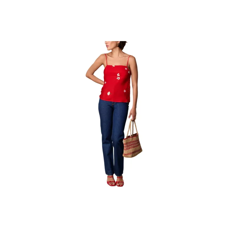 Rouje BERNADETTE TANK TOP Camisole Women's Red Peony Pink-1
