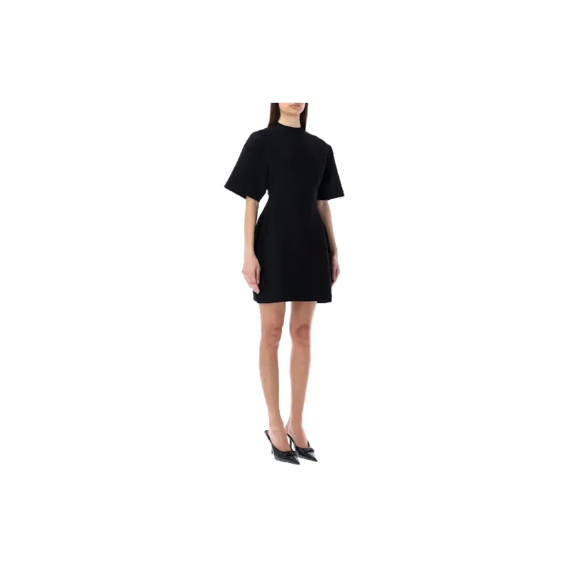 Balenciaga Women's Hourglass Crewneck Short Sleeve Dress Black-3