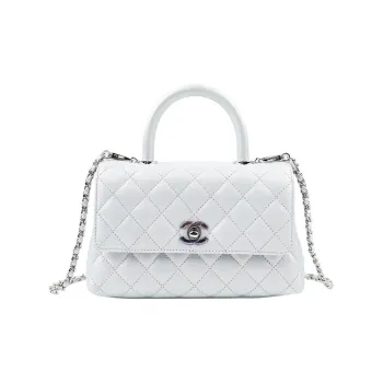CHANEL COCO Handle Embossed Calfskin Shoulder Bag Crossbody Bag Handbag Women's Iridescent Blue