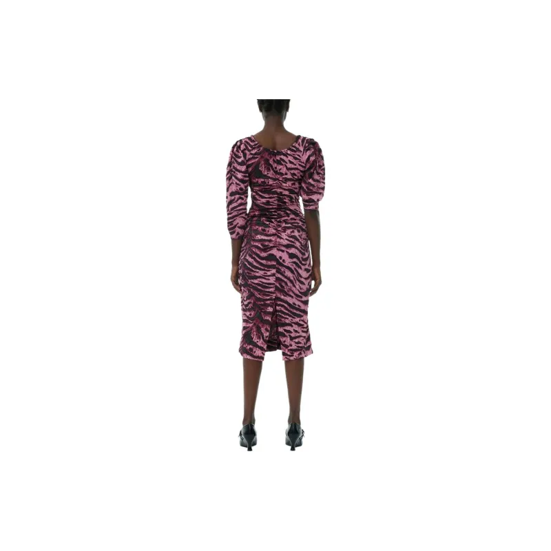 GANNI Tiger print Crinkled Midi Dress-3