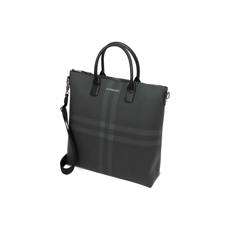 Burberry Artificial Leather Tote Bag Shopping Bag Handbag Men's Charcoal Gray-1