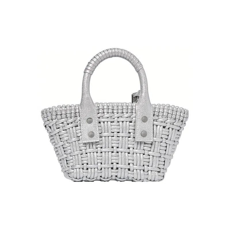 Balenciaga BISTRO Interior Zip Pocket Basket Bag Hand Held Shoulder Crossbody Bag Mini Women's Gray-4