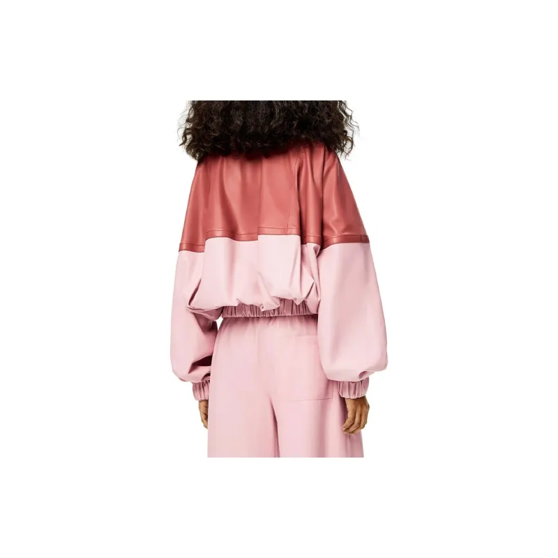 LOEWE Leather Bomber Jacket 'Pink'-3