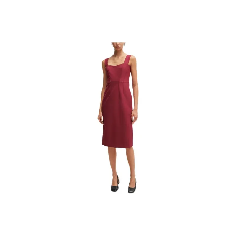 HUGO BOSS Sleeveless Dress Women's Dark Red-1
