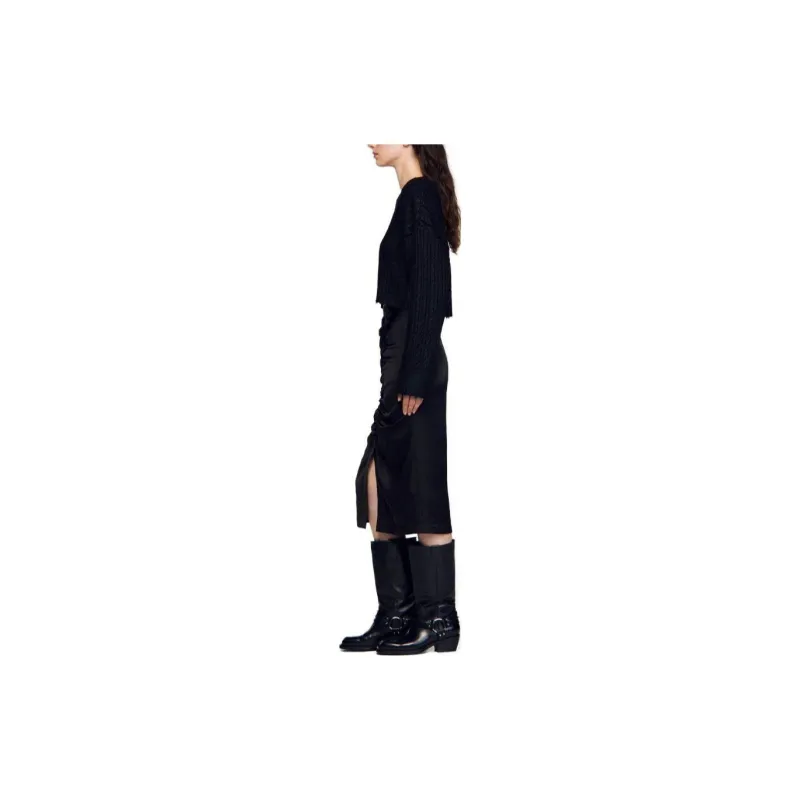 Sandro Cable-knit Cropped Cotton-wool Jumper-2