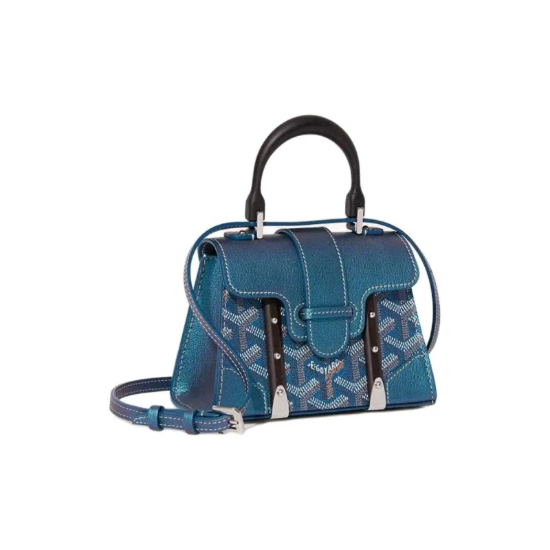 GOYARD Saigon Canvas With Calfskin Shoulder Bag Crossbody Bag Handbag Mini Women's Pearl Blue-1