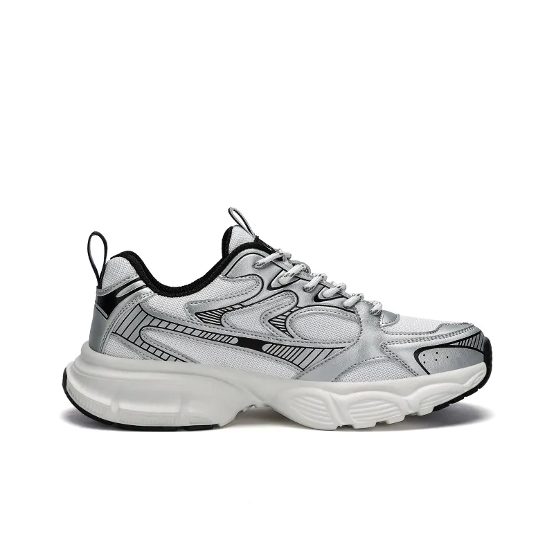 JEEP SPIRIT Anti-Slip And Wear-Resistant Lightweight Low-Top Chunky Sneakers Men's Silver-1
