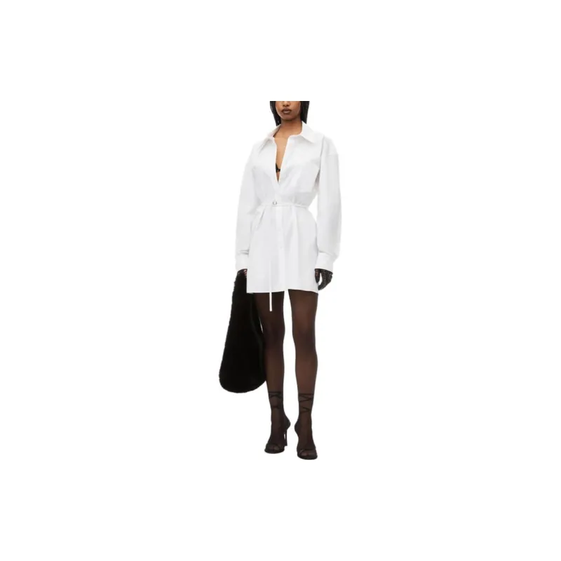Alexander Wang Logo embroidered Belted Shirt Dress-1