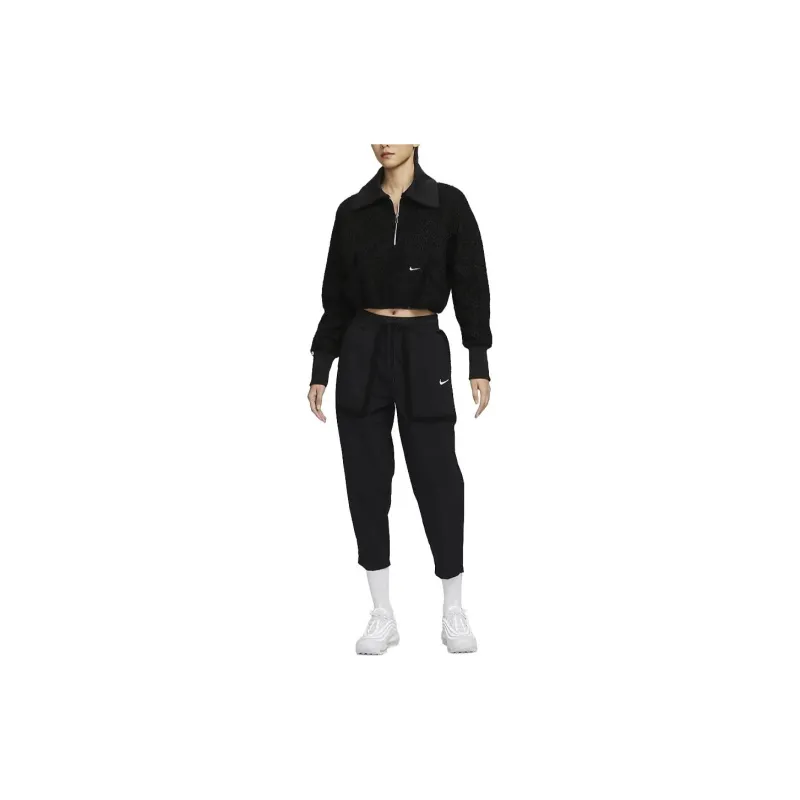 Nike Sportswear Collection Women's High-Pile Fleece Half Zip Top Black-2