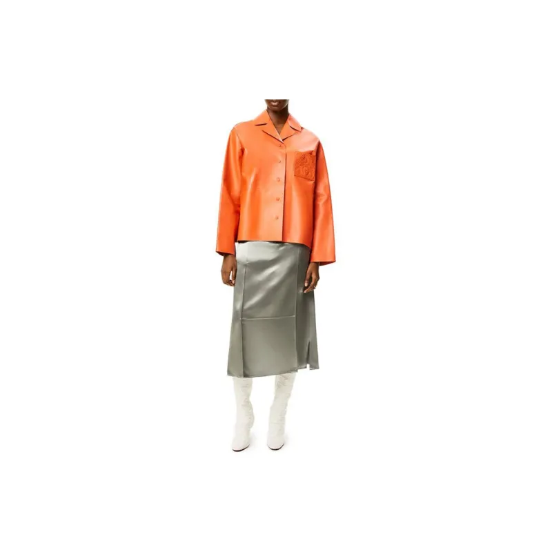 LOEWE Logo Embossed Leather Jacket-1