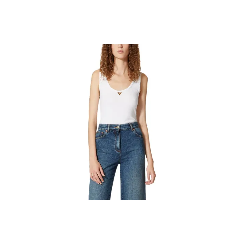 Valentino VGold Ribbed Sleeveless Tank Top-1