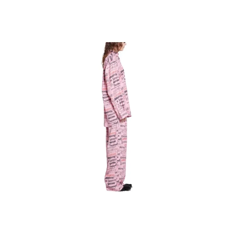 Balenciaga Allover Logo Printed Oversized Shirt-3