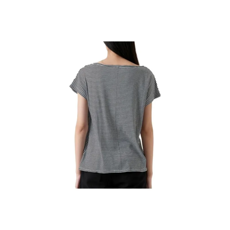 CLUB MONACO Regular T-Shirt Women's Black White Stripes-2
