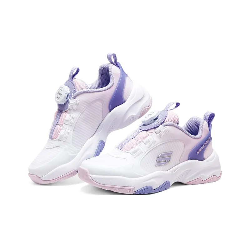 Skechers Girls Cushioning, Wear Resistant Low Top Kids' Running Shoes White Purple Teenagers-3