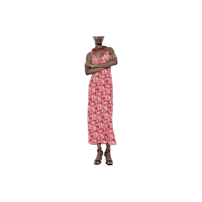 ZARA Slip Dresses Women's Red/White-3