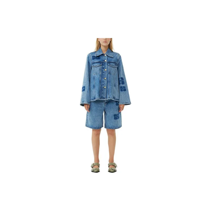 GANNI SS24 Denim Jacket Women's Medium Blue Gray-1