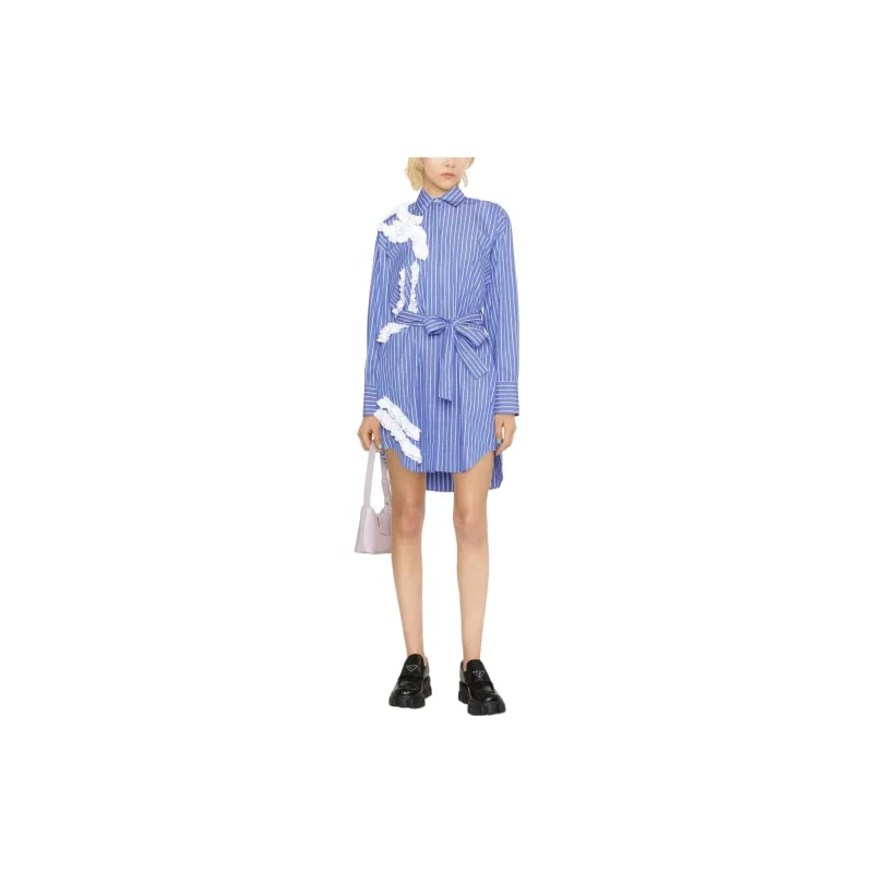 MSGM Long Sleeved Dress Women's Blue-1