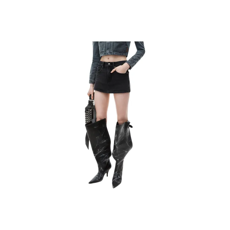 Alexander Wang Mid Rise Stretch Skort Grey Aged-3