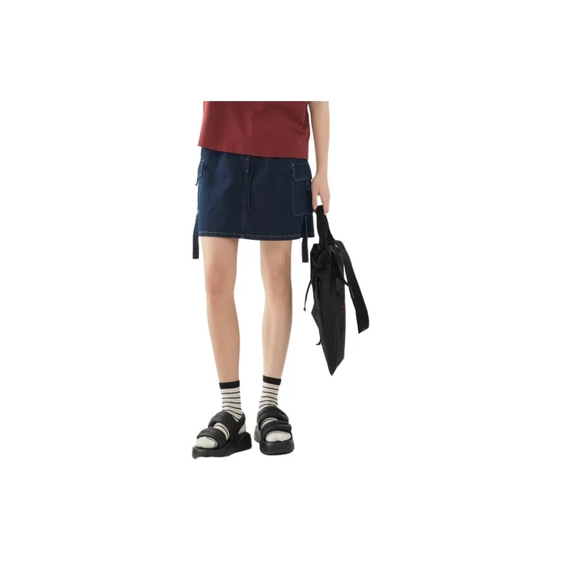 ZIHAN Denim Short Skirts Women's Dark Denim Blue-1
