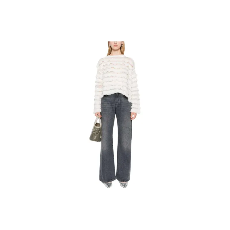 Twinset Lace Effect Flounce Boxy Jumper-1