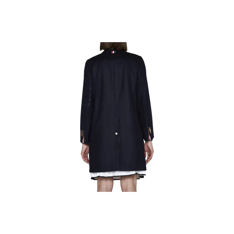 THOM BROWNE Engineered Single breasted Side stripe Coat-2