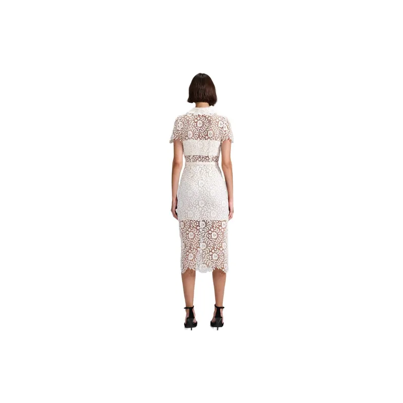 Self portrait Short Sleeved Dresses Women's Ivory White-1