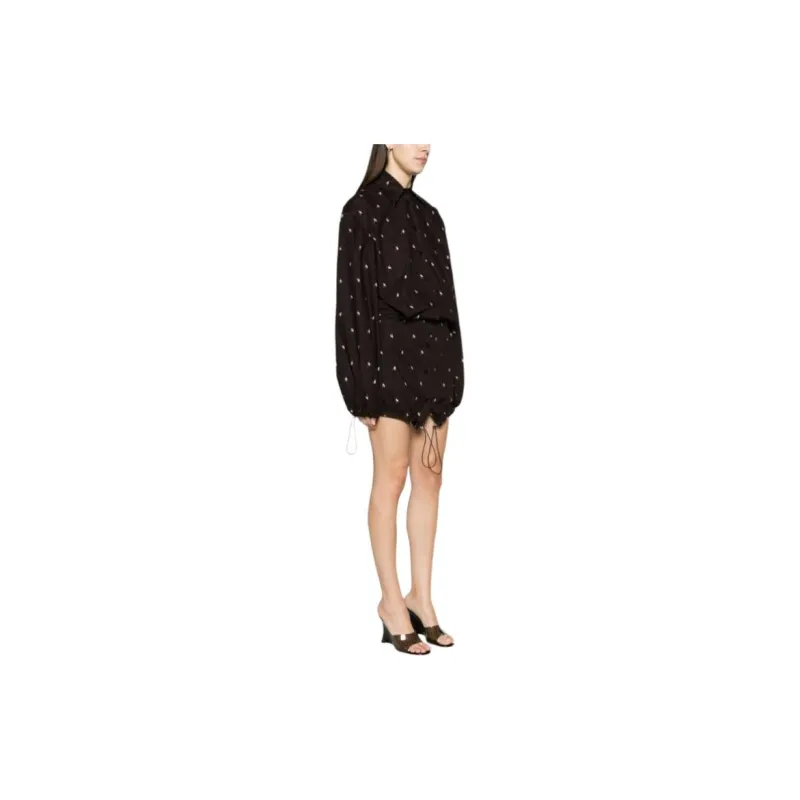 The Attico Asymmetric Drawstring Hem Mini Dress-3