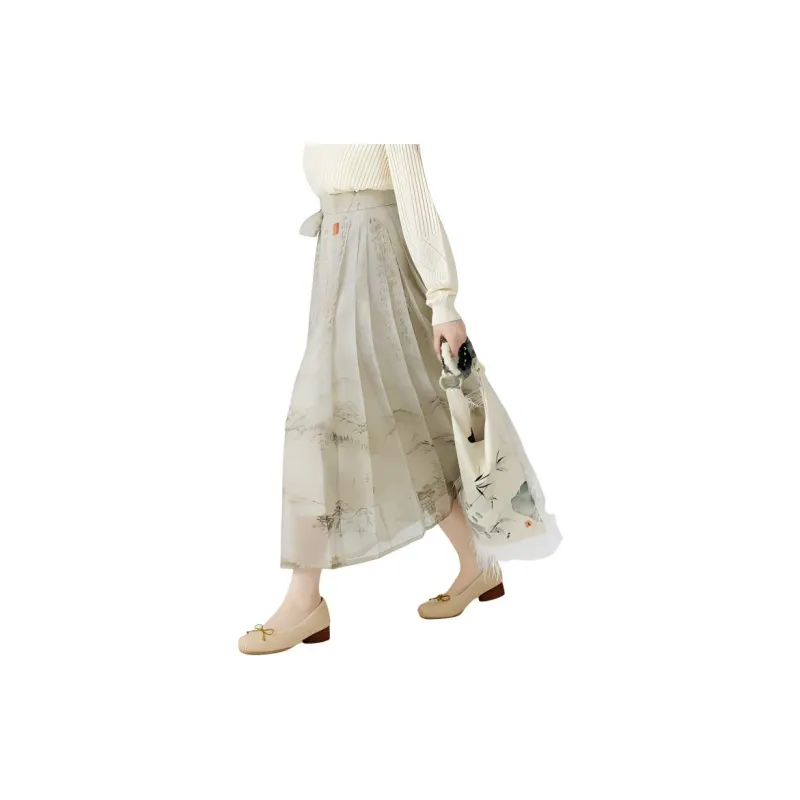 ZIHAN Casual Long Skirts Women's Misty Green-4