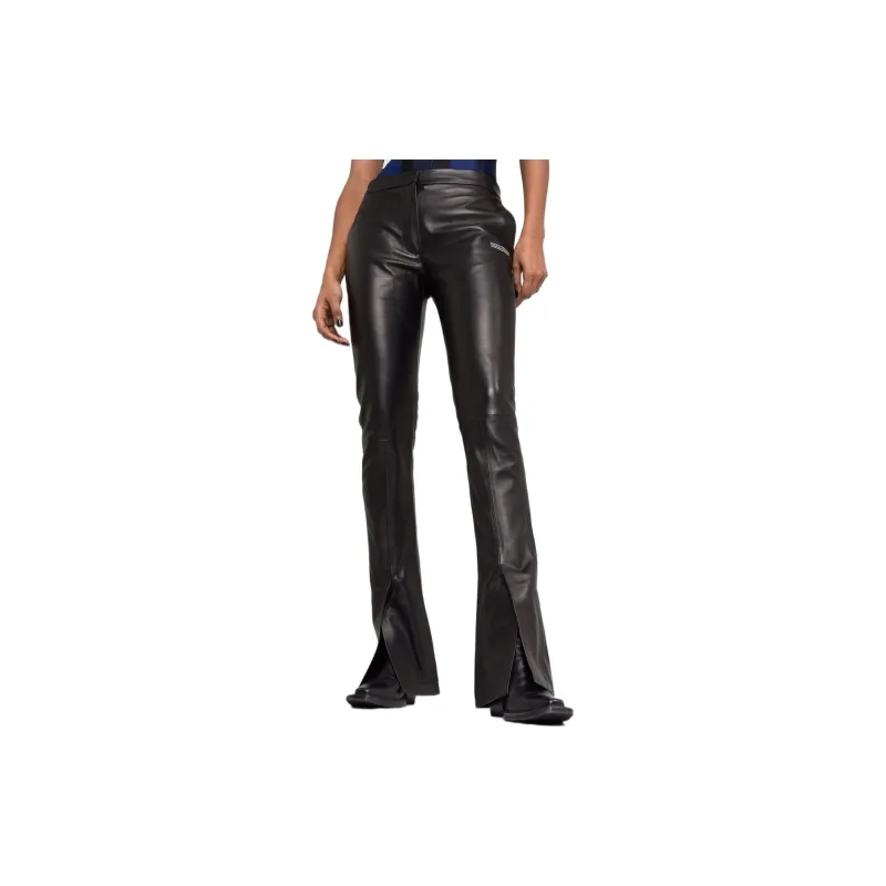OFF-WHITE Corporate Logo-print Leather Trousers-4