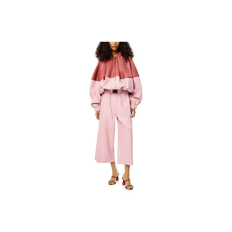 LOEWE Leather Bomber Jacket 'Pink'-1