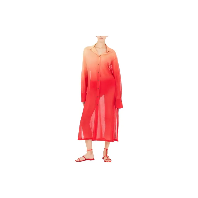 Ferragamo Long-Sleeved Dresses Women's Red-2