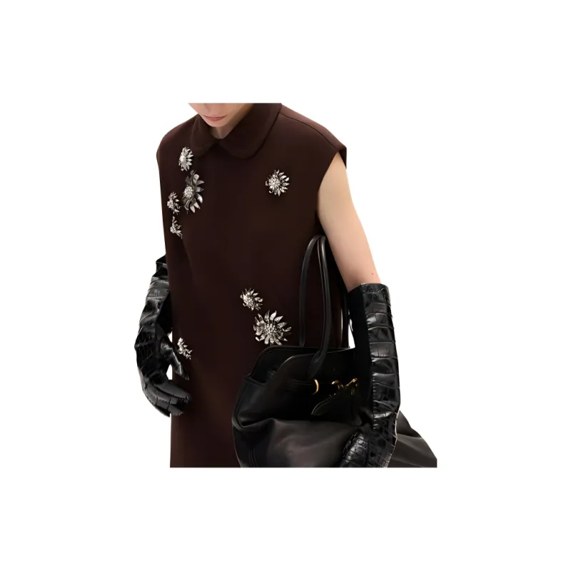 MIU MIU Sleeveless Dress Women's Cocoa Brown-2