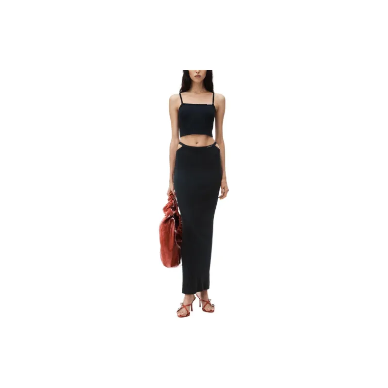 T By Alexander Wang Skinny Woven Label Cami Top Black-3