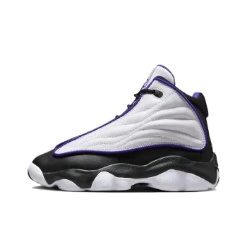 Jordan Pro Strong Slip Resistant Anti Kick Cushioning High Top Children's Basketball Shoes White Black Purple Teenagers