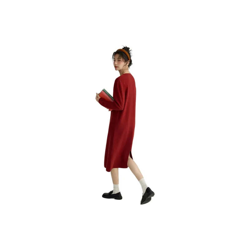 Demana Long Sleeved Dress Women's Maroon-4