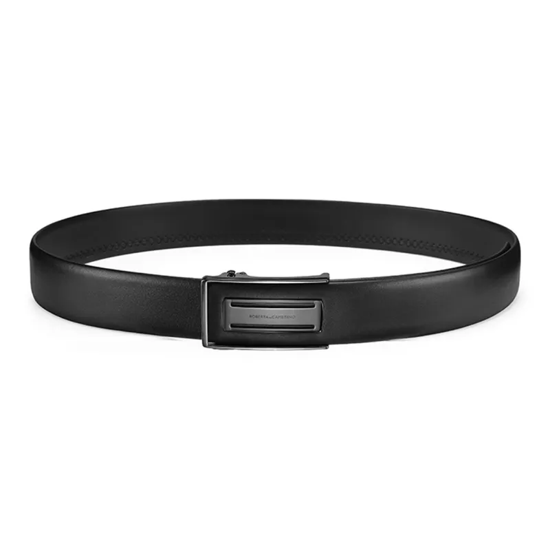 ROBERTA DI CAMERINO Top Grain Cow Leather Belts Men's Black 3.45CM Writing A Greeting Card And Printing Photos-6