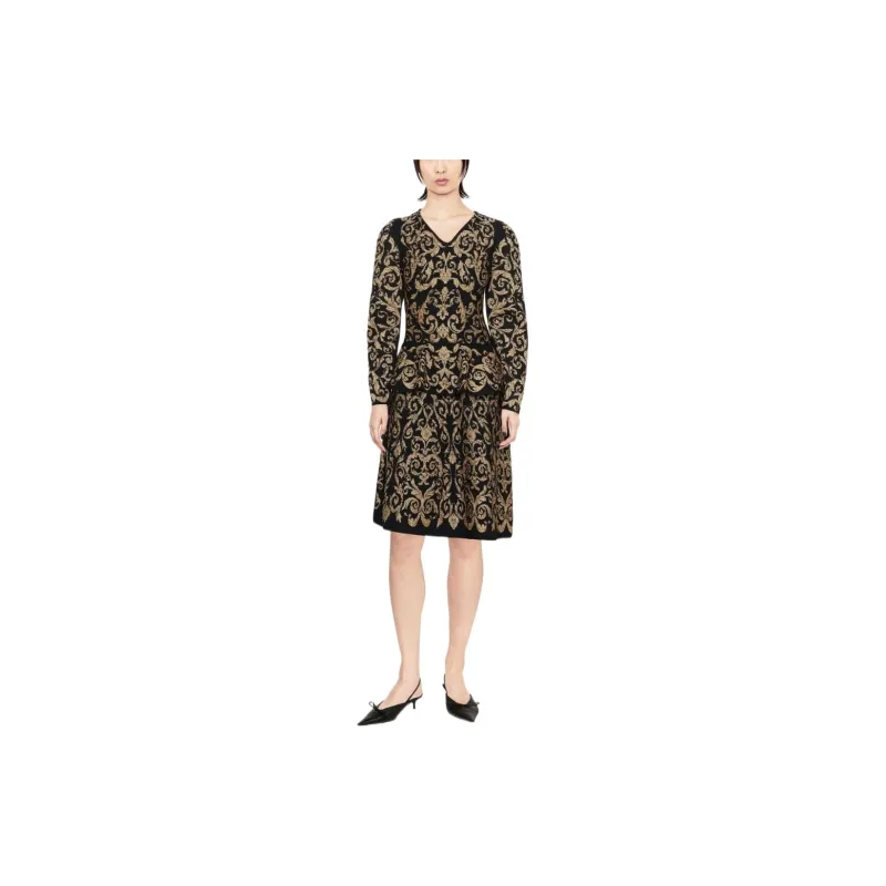 MOSCHINO Long-Sleeved Dresses Women's Black Yellow-1