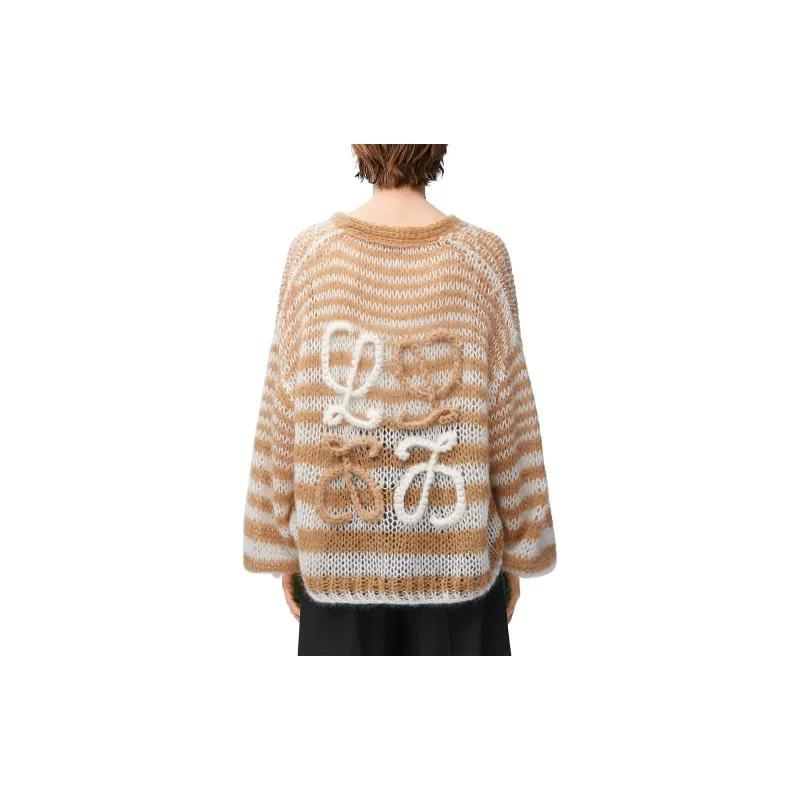 LOEWE Anagram Cardigan 'White/Camel'-3