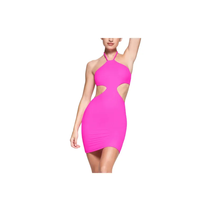 SKIMS CUT OUT HALTER DRESS Slip Dresses Women's Neon Pink-1
