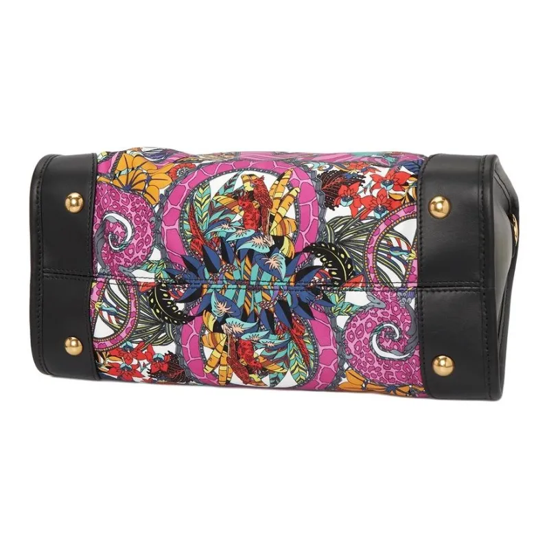 FERRAGAMO Nylon Shoulder Bag Crossbody Bag Handbag Medium Size Women's Black & Multicolor-5