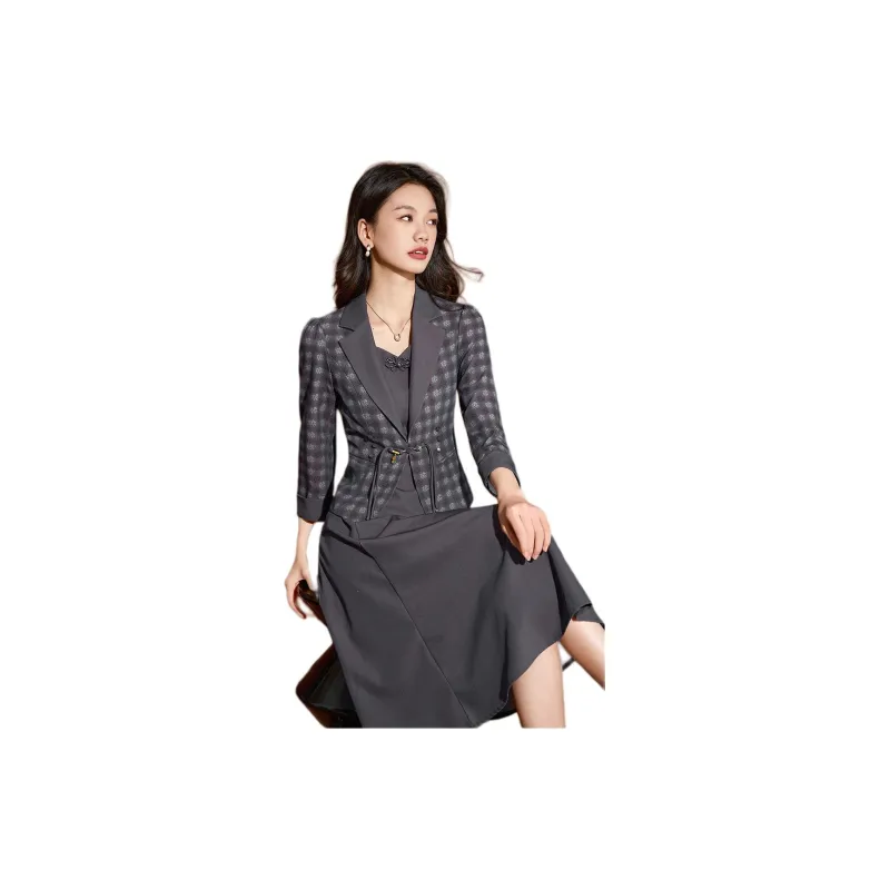 Mylan Two Piece Skirt Sets Women's Gray-5