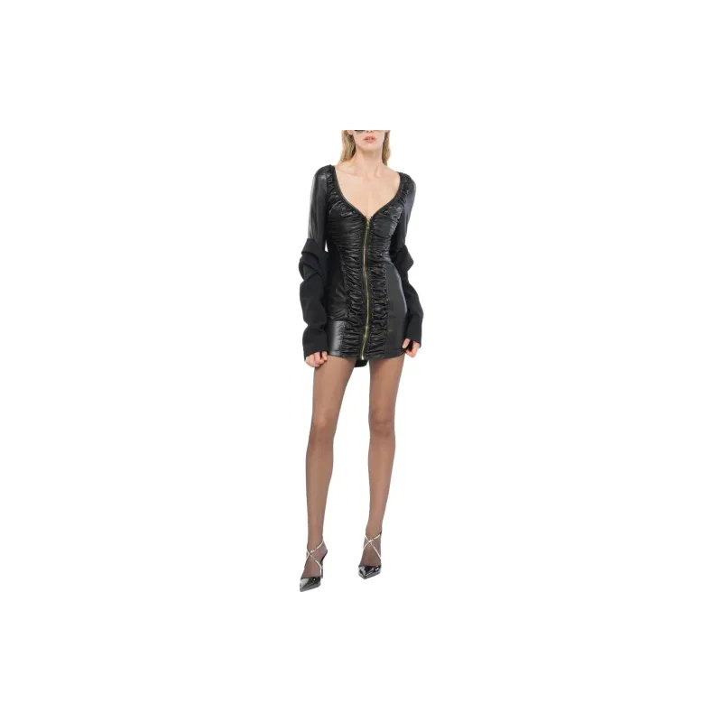 PINKO Ruched Faux leather Dress-3