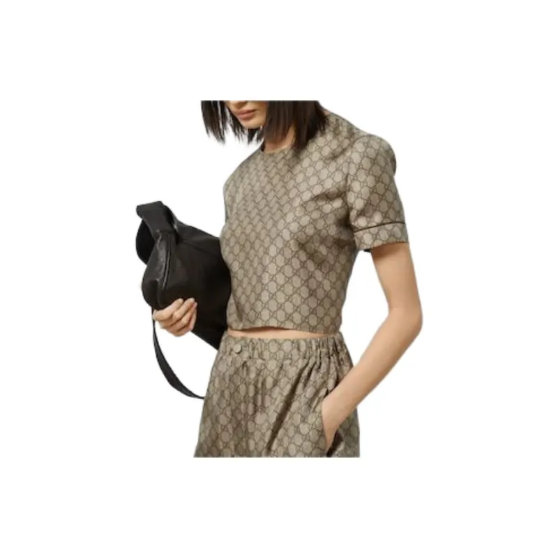GUCCI Regular T Shirt Women's Brown-2