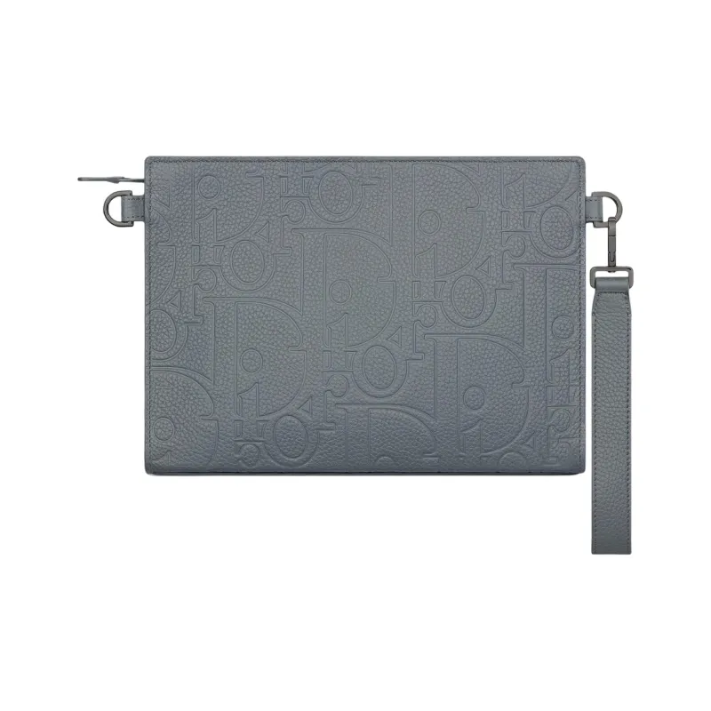 DIOR Cow Leather Clutch Men's Dark Gray-2